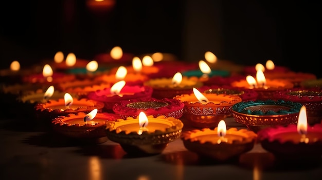 Diwali diya o lámpara de aceite festival aislado de luces Generativo ai