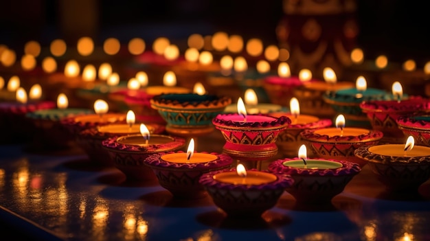 Diwali diya o lámpara de aceite festival aislado de luces Generativo ai