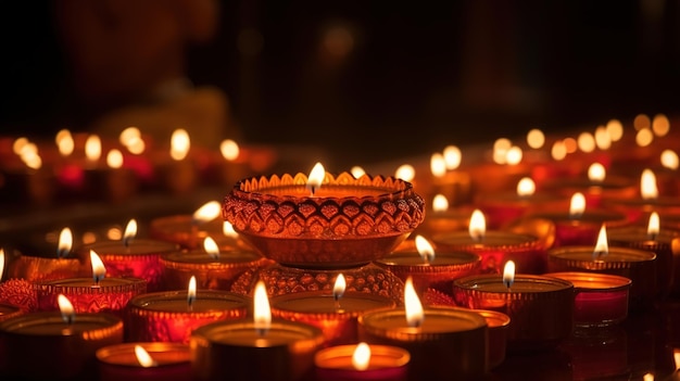 Diwali diya o lámpara de aceite festival aislado de luces Generativo ai