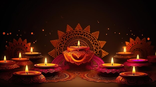 Diwali diya oder Öllampe isoliert Lichterfest Generative ai