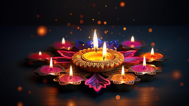 Diwali diya oder Öllampe isoliert Lichterfest Generative ai