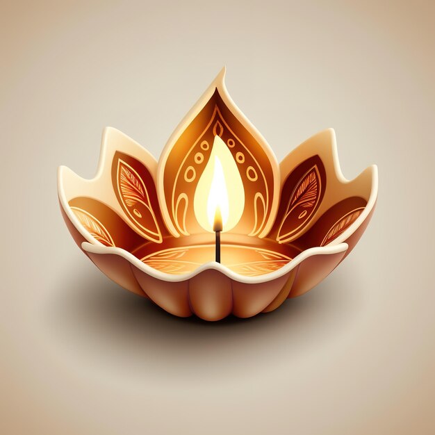 Diwali diya oder Öllampe isoliert Lichterfest Generative ai