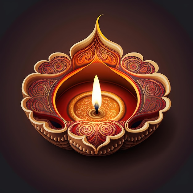 Diwali diya oder Öllampe isoliert Lichterfest Generative ai