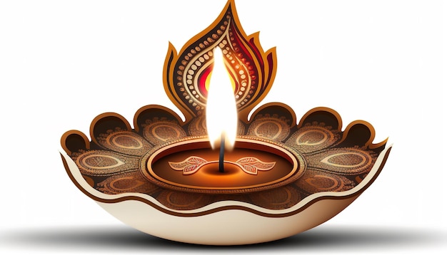 Diwali diya oder Öllampe isoliert Lichterfest Generative ai