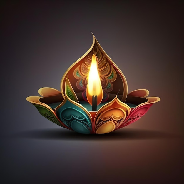 Diwali diya ou festival isolado de lâmpadas de óleo de luzes Generative ai