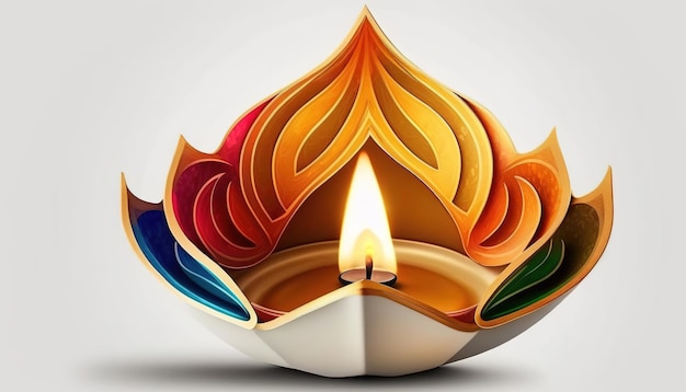 Diwali diya ou festival isolado de lâmpadas de óleo de luzes Generative ai