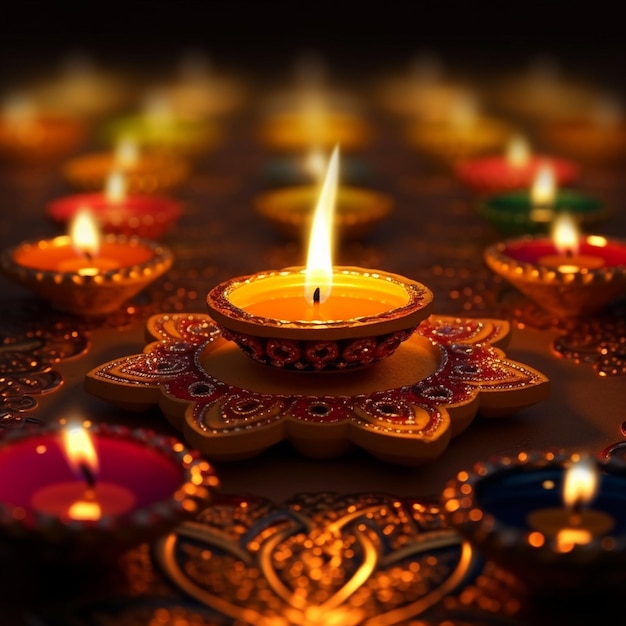 Diwali diya ultra hd papel de pared de 16k