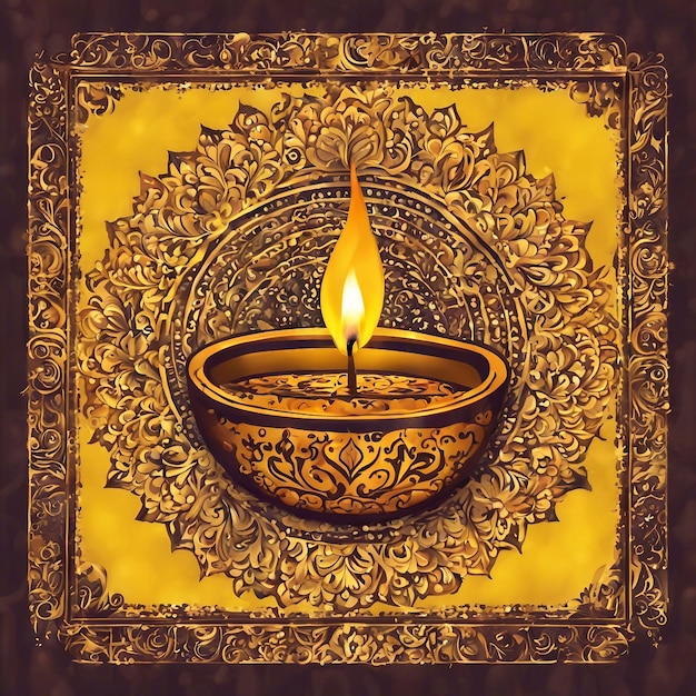 Diwali-Diyas mit Social-Media-Post und Banner