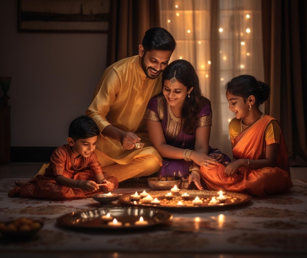 Diwali-Feiern mit der Familie