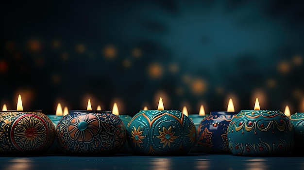 Diwali-Ferien dunkler Hintergrund mit Kerzen