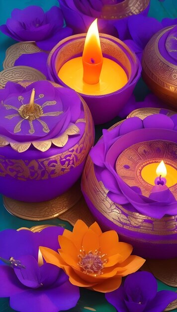 Foto diwali-festhintergrund mit kerzen