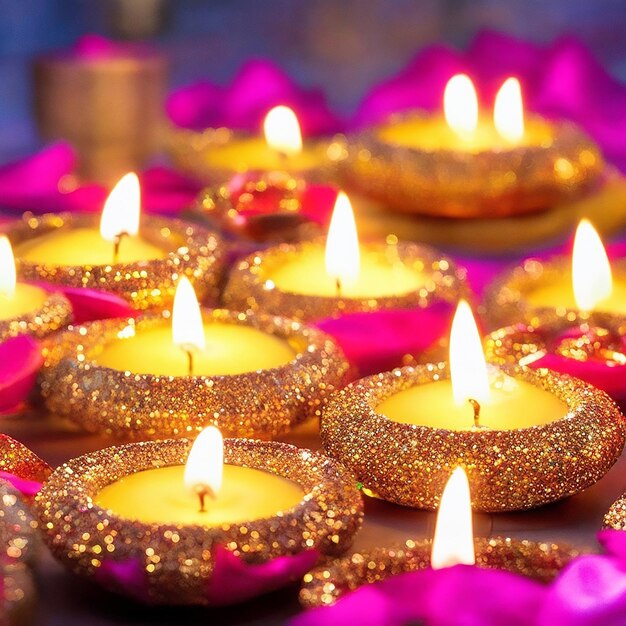 Foto diwali-festival der lichter mit kerzen makro-foto-hintergrund