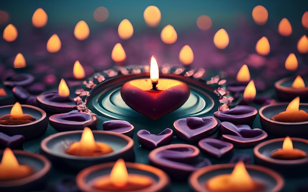 Foto diwali fondo con vela de lámpara de aceite feliz diwali festival de la luz ai generado