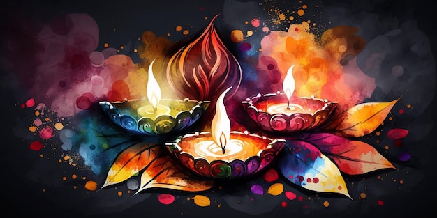 diwali fundo aquarela