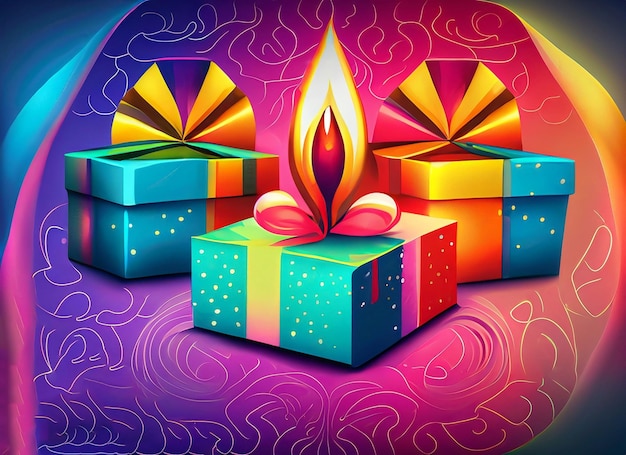 Diwali-Hintergrund mit Geschenkboxen Diwali-Konzept