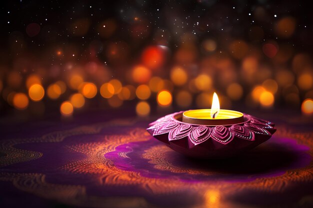 Foto diwali-hintergrund mit illustriertem diya mit mandala