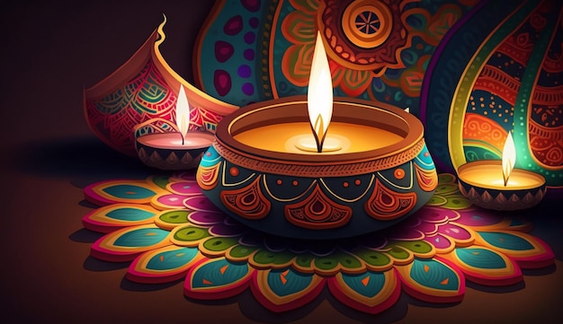 Diwali-Illustration farbenfrohe aiGenerative KI