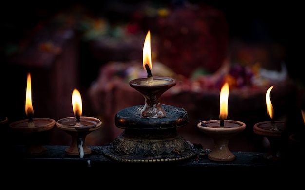 Diwali Kerzenlicht in Kathmandu, Nepal.