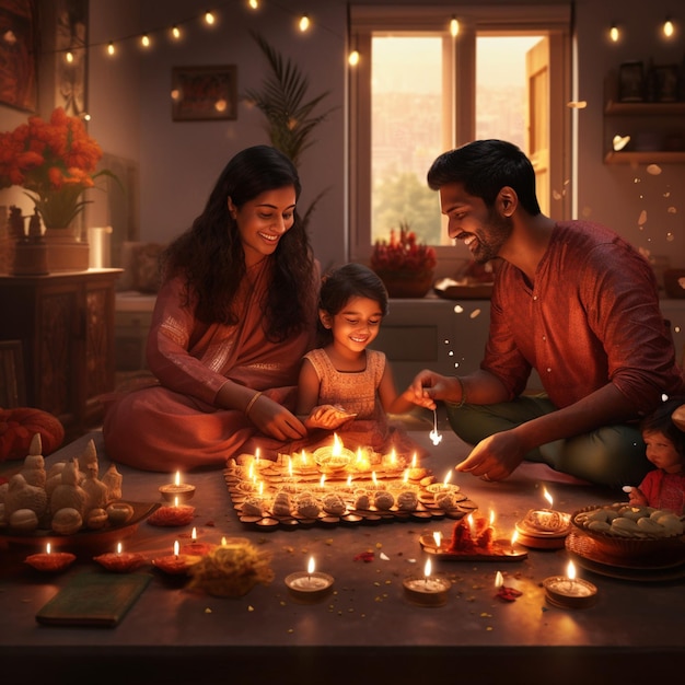 Foto diwali na casa é realista