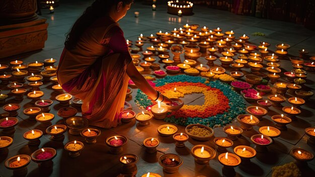 Diwali noite intrincadamente projetado Diwali lâmpadas pradip padrões ornamentados e cores brilhantes