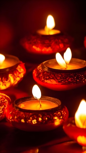 Diwali o Deepawali con lámparas de dia brillantes