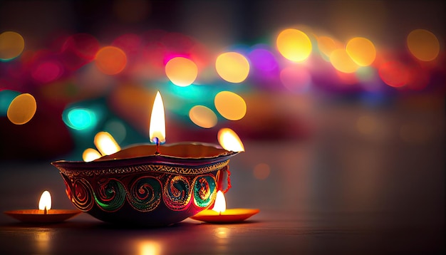 Diwali o triunfo da luz e bondade Festival hindu das luzes celebração Diya lamparinas a óleo 24 de outubro