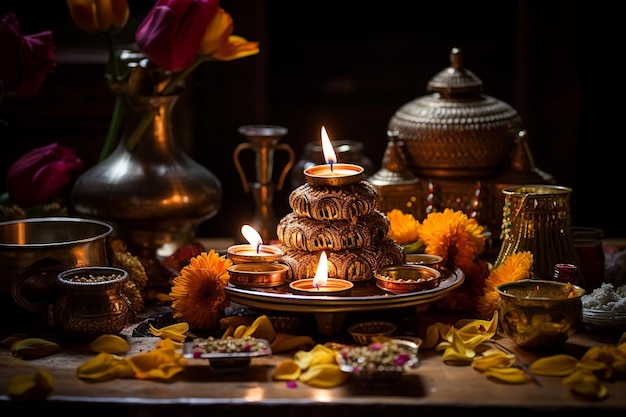 Diwali Puja Serenity Erhellende Traditionen, erstellt mit generativer KI