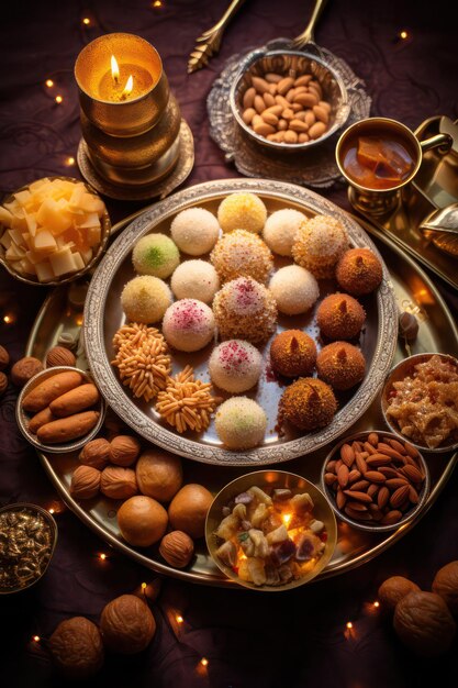 Diwali Thali Diwali Doces Alimentos