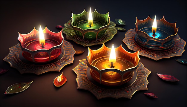 Diwali el triunfo de la luz y la bondad Festival hindú de las luces celebración Diya lámparas de aceite 24 de octubre
