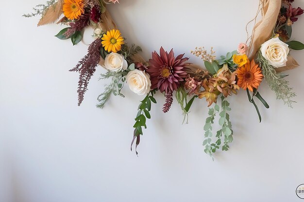 Foto diy-blumenkränze mit getrockneten pflanzen und schnur