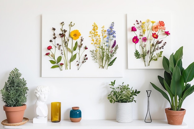 DIY-Botanische Druckblumen-Wandkunstinstallation