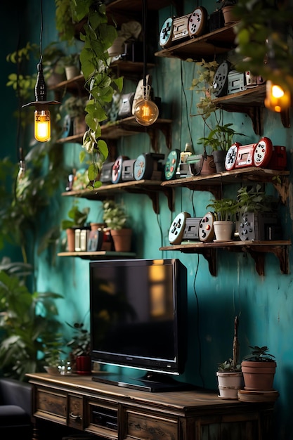 Diy Upcycled Gamers Den Eclectic Color Theme Upcycled Pallet Creative Live Stream Ideia de fundo