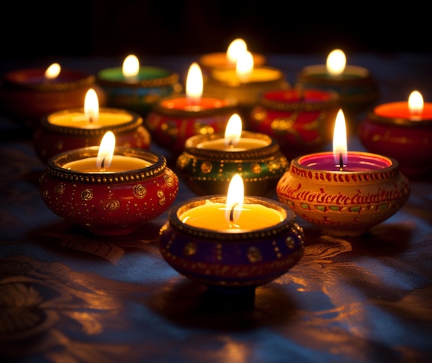 Diyas e velas brilhantes