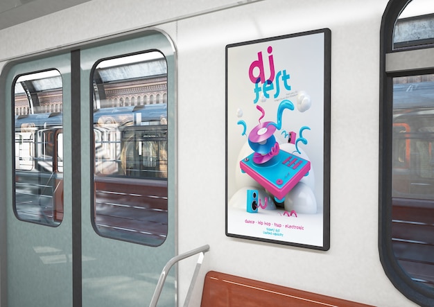 DJ Fest Poster auf einem Zug 3D-Rendering