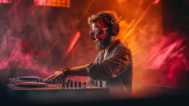DJ festival de música ao ar livre luzes de néon