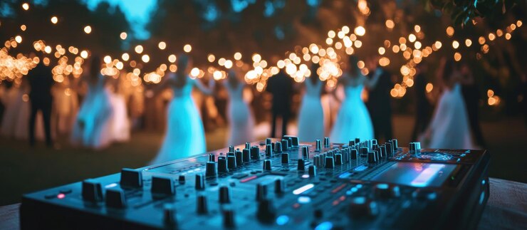 DJ mezclador en una recepción de boda