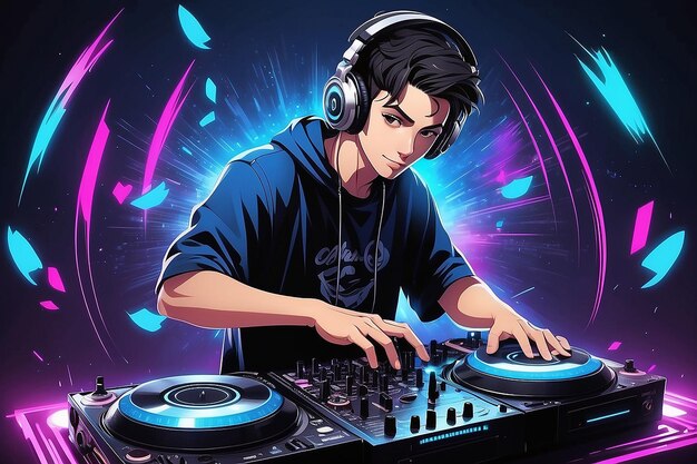 DJ de personajes de anime tocando música