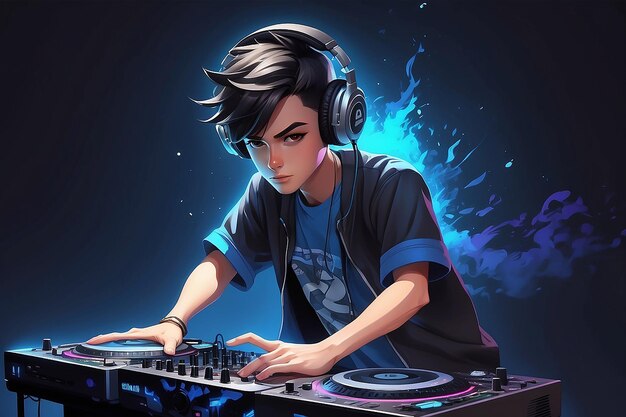 DJ de personajes de anime tocando música