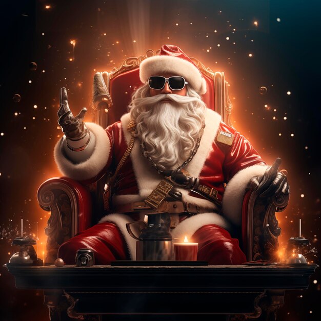 Foto dj de santa claus sentado en el sofá vol2