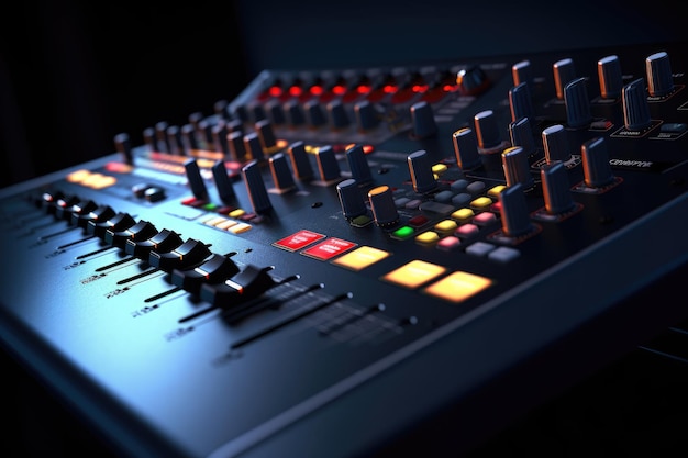 DJ Studio Sound Console para mixagem de faixas e processamento de sons