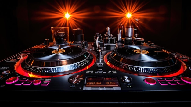 Foto dj turntable e vinyl records