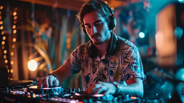 DJ vestindo roupas elegantes e contemporâneas