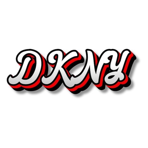 DKNY Texto 3D Prata Vermelho Preto Branco Fonte Foto JPG