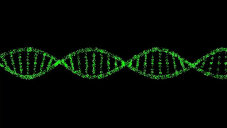 Foto dna 3d em objeto preto bg partículas cintilantes dissolvidas conceito médico científico para apresentação de texto de título animação 3d