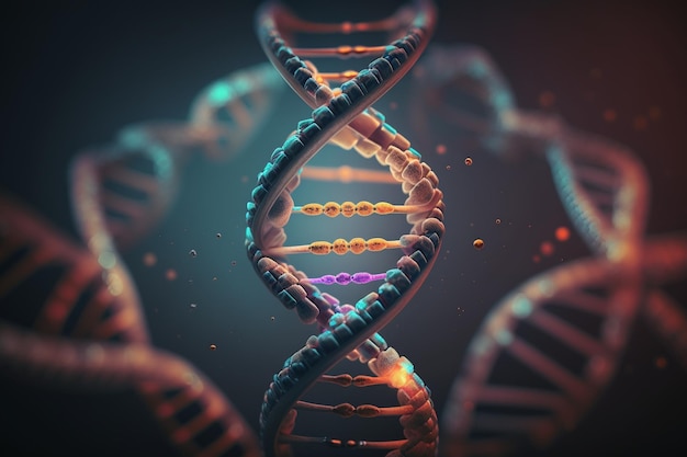 DNA Abstract3d polygonales Drahtmodell DNA-Molekül Medizinische Wissenschaft genetische Biotechnologie Chemie Biologie Gen Zelle Konzept Hintergrund Innovation Technologiekonzept