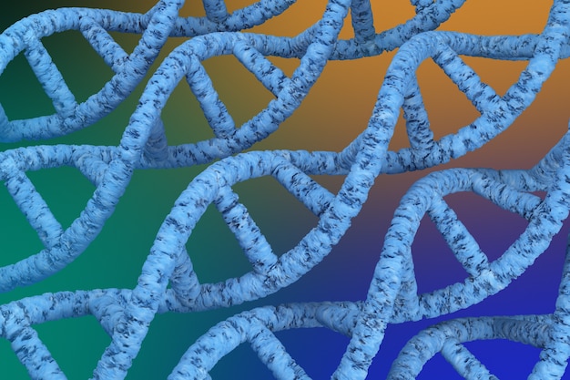 Dna ampliado. renderização 3d