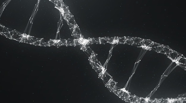 DNA bestehend aus Partikeln und dunklem Hintergrund