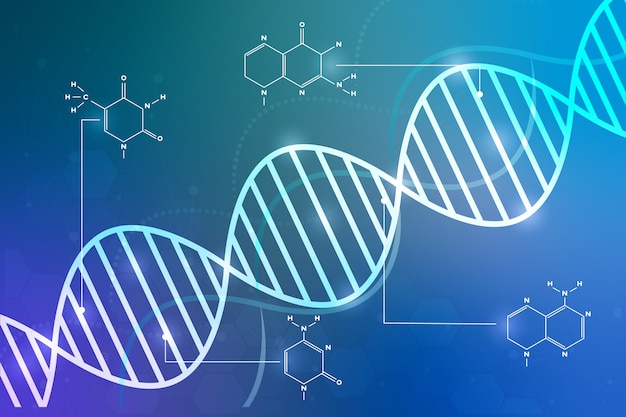 DNA & Chromosom für COVID- oder Koronavirus-Zusammenfassungshintergrund