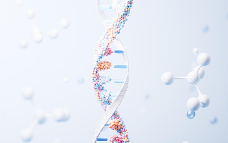 Foto dna com conceito biológico renderização 3d