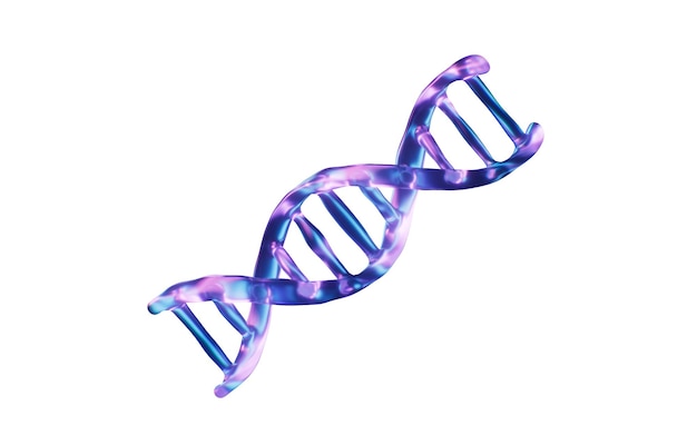 DNA com efeito de luz de néon escuro renderização 3D